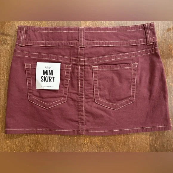 Celebrity Pink Burgundy Mini Skirt - Picture 2 of 7